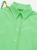 Kvinnors blusar skjortor som följer 2022 sommar kvinnor avslappnad överdimensionerad kvinnlig chic hög låga hem tops ficka fram lång grön lös skjortawom