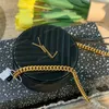 Mulheres cruzam bolsas redondas para o corpo, designer de luxo Caviar bolsas de ombro de alta qualidade Couro Vinyle Gold Letter Crossbody Bag