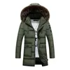 도매 - 2022 도착 겨울 자켓 남자 코튼 패딩 긴 두꺼운 따뜻한 캐주얼 후드 남성 모피 칼라 코트 125wy