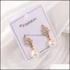 Dangle Chandelier Earrings Jewelry Fashion Pearl Teardrop Wedding Cubic Zirconia Earring For Brides Women Party Gold Sier Rose Plated Drop