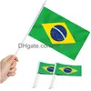 Banderas de pancarta Anley Brasil Mini bandera de mano Pequeña miniatura brasileña en palo Resistente a la decoloración Colores vivos 5x8 pulgadas con sólido P4639806