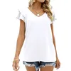 Sommer Frauen Shirts Rüschen Kurzarm Lose Bluse Tops Casual T Shirt