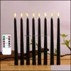 Candles Home Decor Garden Pack Of 6 Remote Halloween Taper Black Color Flameless Fake Pillar Battery With Contain Drop Delivery 208214330