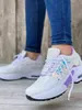 Kadın Sneakers Örgü Nefes Platformu Rahat Bayan Vulkanize Ayakkabı Kama Topuk Bağcıklı Konfor Kadın Ayakkabı Zapatillas Mujer G220629