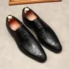 EUR46 SVART / KAFFE / BROWN MENS Business Shoes äkta läder Derby Prom Dress Shoes