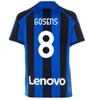 22 23 Soccer Jersey 22 23 Inter Barella Vidal Lautaro Eriksen Alexis Dzeko Correa 축구 셔츠 2023 밀란 홈 어웨이 맨 위 키트 남성 성인 어린이 키트