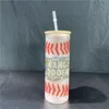 20 unz sublimacja proste oprogramowanie napoje zamrożone przezroczyste szklanki drewniane słomki pokrywki sublimujące białe puste butelki z wodą