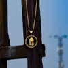 Brand Designer Round Coin Necklace Fashion Circle Gold Steel Hip Hop Rock Jewelry for Men 60cm Chains