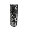 Gobelet slim léopard noir argent 20 oz bouteille d'eau mince entrepôt GA excellent gobelet cadeau pour eau froide et chaude DOMIL106-1175