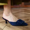 Sandals Woman Summer Lady Mules Big Size 42 Basic Style Shoes Kid Suede French Buckle Slippers Women Pump Pointed ToeSandals