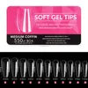 500pc Box Soft Gel Tips False Nails Full Cover Nail Fake Finger Ultra Thin Frosting Press On Manicures Set 220716