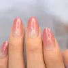 Valse nagels ovale ronde medum nep nail art tips met ontwerppers op ombre glitter acryl kunstmatige gelset roze display prud22