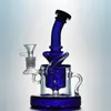 Bongs en verre Narguilés à base lourde 4 mm d'épaisseur 14 mm Joint femelle Tornado Recycler Tuyaux d'eau Pomme de douche Perc Cou plié Huile Dab Rigs avec bol