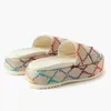 Designer slippers geborduurd platform sandalen mode zomer canvas dames schuifplatforms schuifregelaar strand slippers met stofzak blauwe buckle