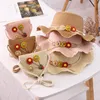 Wide Brim Hats Two Piece Set Child Baby Sun Flower Panama Cap And Handbags Outdoor Princess Girl Kids Straw Hat UV Protection Caps Bags Scot