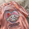 Dames t-shirt Harajuku dames shirt pluche kanten patchwork korte mouw y2k kawaii dog chic casual loose zomermeisjes tops tee