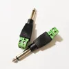 Connecteurs audio 6,35 mm mono mâle à 2 pins Terminal femelle Microphone Balun Adaptateur sans soudure / 10pcs
