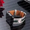 Fashion Watchband -riem voor Apple Watch Band 42 mm 38 mm 40 mm 44 mm 41 mm 45 mm Iwatch 4 5 6 SE 7 -serie G Luxe ontwerper Leer kleurrijke bloembieten slangprint slimme riemen
