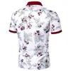 Summer Floral Print Casual Men Polo Shirts Fashion Business Bekväma andliga coola toppar Kortärmad bomullspolo-skjorta 220524