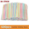 1000 pc's wegwerp elleboog plastic rietjes voor keukengerei Bar feestevenement Striped Bendable Cocktail Drinking rietjes