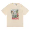 Rhude Marque Imprimé T-shirt Hommes Femmes Col Rond T-shirts Printemps Eté High Street Style Qualité Top T-shirts RHUDE Taille Asiatique S-XL Camiseta Casablanca A19