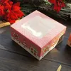 Confezione regalo Scozzese rosso Albero di Natale Cupcake Design 10 pezzi Cuocere al cioccolato Imballaggio Scatola di carta Regali Bomboniere Decorazione Uso Regalo