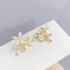 S925 Silver Needle Micro-Set Zircon Shell Daisy Petal Stud Earrings Women Korean Plated 18k Gold High Quality Earrings Gift Jewelry