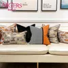 Avigers Orange Brown Cushion Covers Plaid Plaid Plaid Patchwork Rzut Pillow do sypialni salon 210401