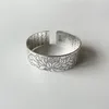 Bangle Handmade Creative Sutra Bracelet Men Silver Color Wide Cuff Vintage Six-Character Mantra Personality Jewelry Melv22