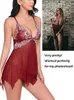 Lingerie en dentelle pour femmes adultes devant nuisette fermée pyjama à col en V pyjama sexy jupon minuit pyjama sexy transparent 220516