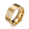 Titanium Steel Men Men Women Lovers Ring Classic Classic Cubic Циркония свадьба 18 тыс. Золотые кольца Размер 6-14