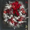 Красная и белая праздничная отделка венок из входной двери рождественский дом