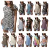 Mode Femmes T-shirt D'été Tops Manches Courtes À Volants O-cou T-shirt Léopard Floral Imprimé T-shirts Casual T-shirts Top Vêtements 19 Couleurs Confortable