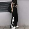 Houzhou Korean Fashion Oversize Plaid Kvinnors Sportbyxor Harajuku Jogging Balck Sweatpants Baggy Loose Wide Ben Byxor Femme 220325