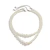 Collier ras du cou gothique Vintage en Imitation de perles, pour femmes et filles, mariée élégante, perles faites à la main, chaîne de clavicule, bijoux cadeaux