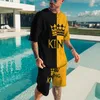 رجال المسارات الصيفية النمط الصيفي للرجال شورتات غير رسمية بدلة o-the-t-shirt pants 3d men sportswear man altick 2 قطعة setmen's