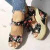 Каблука обувь женщины 2022 модная платформа клинья женщин сандалии цветочные цветочные шнуровки обувь женский открытый носок сандалийская обувь Mujer Y220421