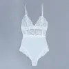 Women's Two Piece Pants White Arrival Strap V-Neck Sleeveless Lace Perspective Sexy Women Bodysuits Summer BikiniWomen's