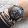 Panarai Men039s Watch Automatic Mechanical Movement Fine Steel Case Mineral Mirror Leather Strap3072646