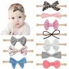 Baby-Cartoon-Stirnbänder, Anzüge, niedliche weiche Leopardenmuster, Schleifen, Kombinationspakete, elastische Haarschleifen für Kleinkinder, Kinder-Kopfschmuck, 10 Stück