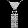 Anhänger Halsketten Elegante Krawattenförmige Halskette Glitzer Strass Lange Perlenkette Drehmoment Frauen Hochzeit Prom Party SchmuckAnhänger