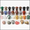 Random Color Mini Mushroom Plant Statue Natural Stone Carving Aquarium Home Decoration Crystal Polishing Gem Drop Delivery 2021 Loose Beads