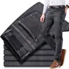 Klassische Stil Herren Grau Jeans Business Mode Soft Stretch Denim Hosen Männliche Marke Fit Hosen Schwarz Blau 201128