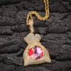 Colares pendentes personalizados Po Lucky Bag Charms Iced Out