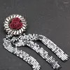Pins Brooches Vintage Tassel Rose Brooch Women's Rhinestone Jewelry Crystal Glass Wedding Accessoires Clothing For Women Seau22