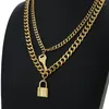 Chaînes en couches chaîne collier cou serrure clé pendentif bijoux pour femmes Vintage tour de cou cadenas Goth accessoires chaînes