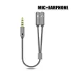 3.5mm Headset Adapter Headphone Mic Y Splitter Cable AUX Stereo Audio Male to 2 Female Separate Audio Microphone Plugs