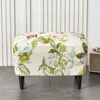 Fundas para sillas Funda para reposapiés con estampado de flores Taburete de spandex Estiramiento rectangular Reposapiés extraíble Protector de muebles para sala de estar Silla SillaC