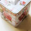 Bloem Vierkante Tin Tissue Box Handdoek Servet Papier Houder Case Cover Dispenser Home Decor Keuken Opslag 220523