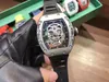 Designer Men's Mechanical Watch Skeleton Series Rubber Watchband 50x43mm Japan West Iron City Movement 316 Fine Steel Sports 2624